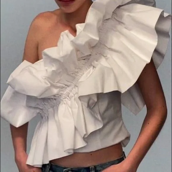 Zara Poplin Top with Ruffles - Picture 10 of 16